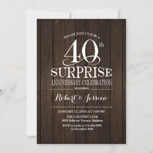 Invitación Sorpresa 40 Aniversario de Boda Madera