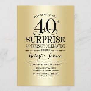 Invitación Sorpresa 40 Aniversario de Boda - Oro