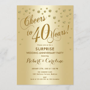Invitación Sorpresa 40 Aniversario de Boda - Oro