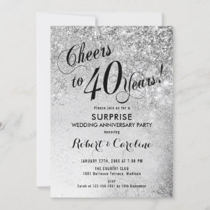Invitación Sorpresa 40 Aniversario de Boda - Plata