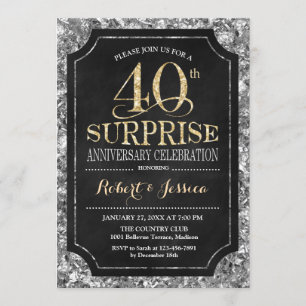 Invitación Sorpresa 40° Aniversario del Boda - Plata Oro