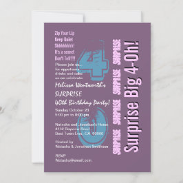 Invitación SORPRESA 40 Aniversario moderno morado