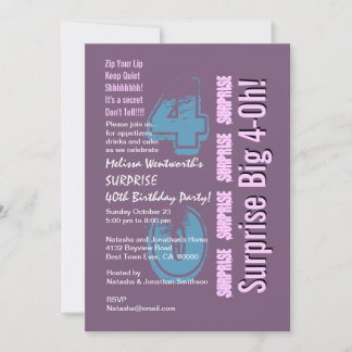 Invitación SORPRESA 40 Aniversario moderno morado