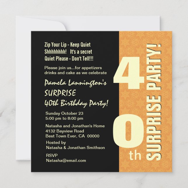 Invitación SORPRESA 40 años de oro y negro W577 (Anverso)