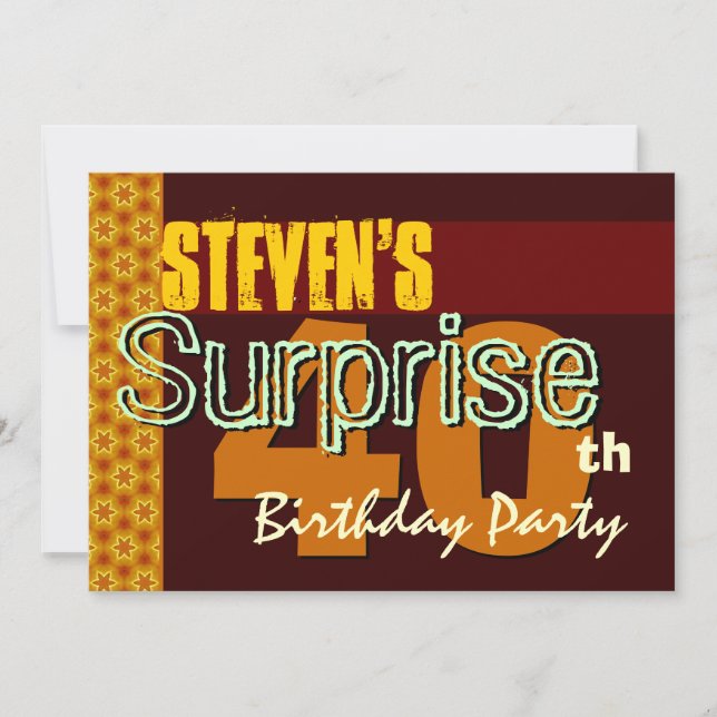 Invitación Sorpresa 40 años estrellas de oro y chocolate (Anverso)