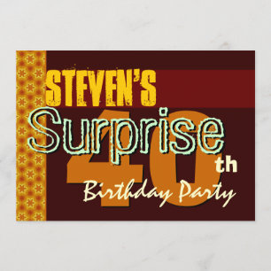 Invitación Sorpresa 40 años estrellas de oro y chocolate