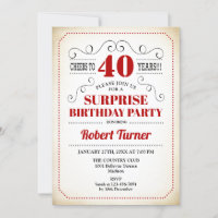 Sorpresa 40 cumpleaños - Blanco Rojo Negro