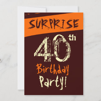 Invitación SORPRESA 40 cumpleaños crema de chocolate Naranja
