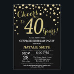 Invitación Sorpresa 40 cumpleaños Diamante negro y oro<br><div class="desc">Sorpresa 40 cumpleaños invitación con fondo de diamante negro y Purpurina de oro. Confetti de oro. Cumpleaños de adultos. Cumpleaños de hombres o mujeres.
Para más personalización,  haga clic en el botón "Personalizar" y utilice nuestra herramienta de diseño para modificar esta plantilla.</div>
