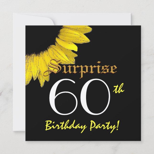 Invitación SORPRESA 40 cumpleaños Fiesta girasol amarillo (Anverso)