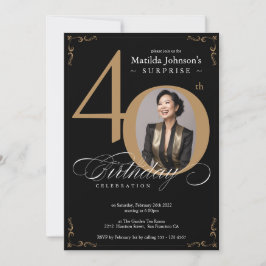 Invitación Sorpresa 40 cumpleaños Personalizado elegante de o