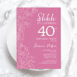 Invitación Sorpresa 40 cumpleaños - Rosa floral<br><div class="desc">Invitación de cumpleaños número 40 de Floral Pink Surprise. El diseño femenino moderno minimalista presenta acentos botánicos y tipografía. Sencilla tarjeta de invitación floral perfecta para una elegante celebración de cumpleaños sorpresa femenina.</div>