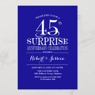 Invitación Sorpresa 45 Aniversario de Boda - Azul Blanco