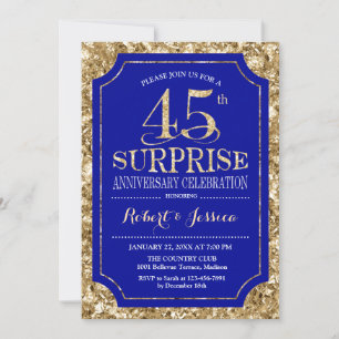 Invitación Sorpresa 45 Aniversario de Boda - Azul Oro
