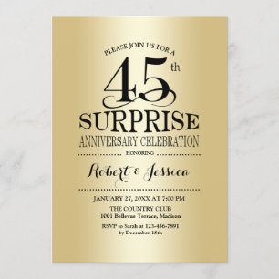 Invitación Sorpresa 45 Aniversario de Boda - Oro