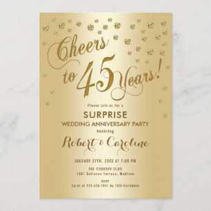 Invitación Sorpresa 45 Aniversario de Boda - Oro