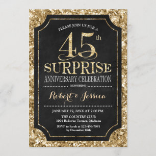 Invitación Sorpresa 45 Aniversario de Boda - Oro Negro