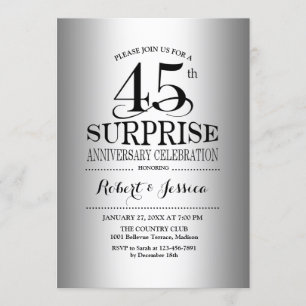 Invitación Sorpresa 45 Aniversario de Boda - Plata
