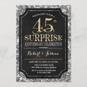 Invitación Sorpresa 45 Aniversario de Boda - Plata Oro