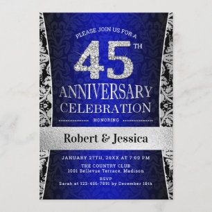 Invitación Sorpresa 45° aniversario Fiesta - Plata azul