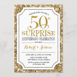 Invitación Sorpresa 50º Aniversario de Boda - Oro Blanco