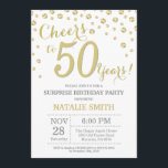 Invitación Sorpresa 50.º Purpurina de oro de cumpleaños Diama<br><div class="desc">Sorpresa 50.ª invitación de cumpleaños con antecedentes de diamante Purpurina de oro. confetti de efecto metalizado dorado. Cumpleaños de adultos. Cumpleaños de hombres o mujeres. Para una mayor personalización,  haga clic en el botón "Personalizar" y utilice nuestra herramienta de diseño para modificar esta plantilla.</div>