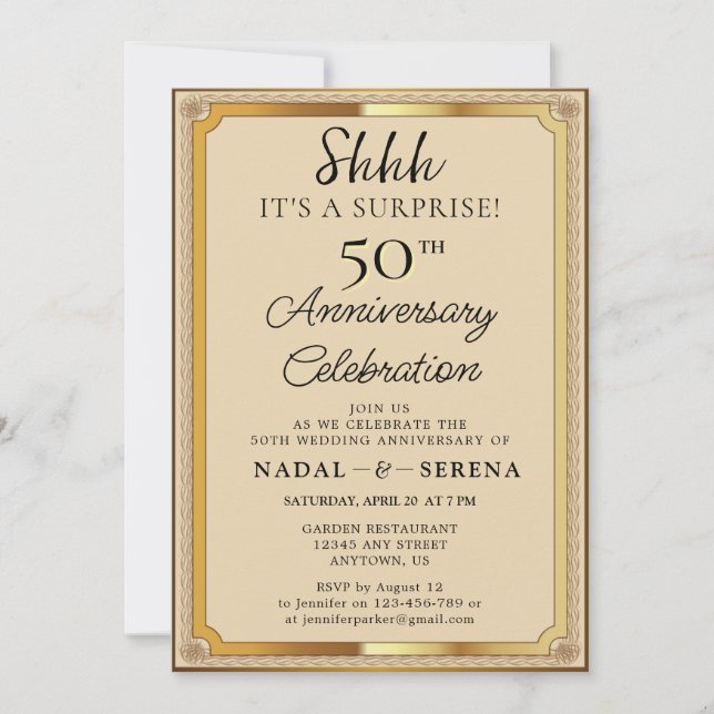 Invitación Sorpresa 50° aniversario Boda (Anverso)