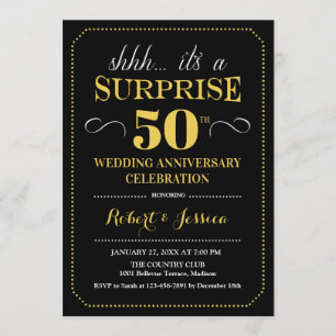 Invitación Sorpresa 50° aniversario Boda - Oro Negro