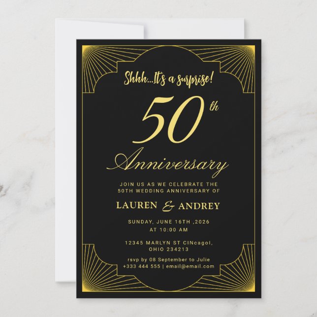 Invitación Sorpresa 50 Aniversario de Boda (Anverso)