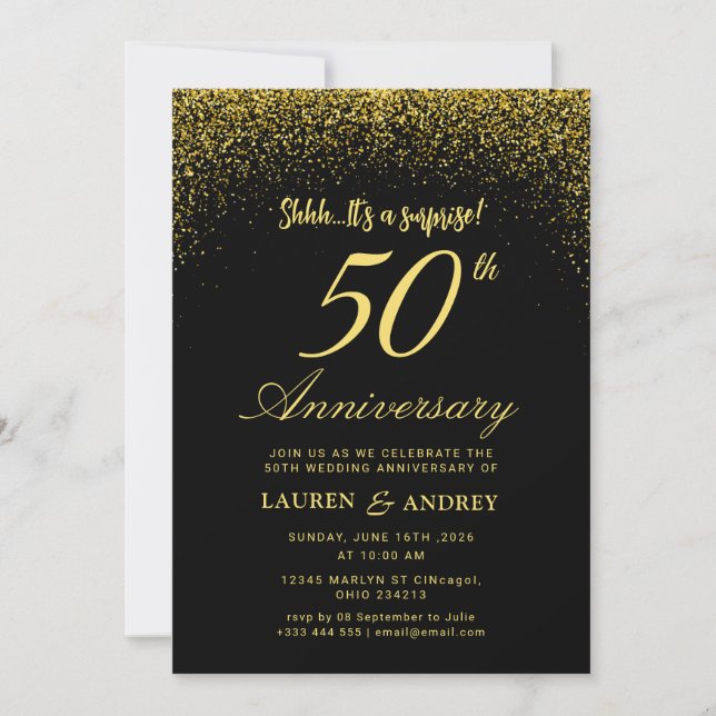 Invitación Sorpresa 50 Aniversario de Boda (Anverso)