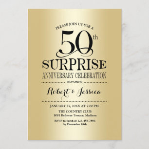 Invitación Sorpresa 50 Aniversario de Boda - Oro