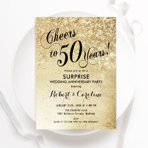 Invitación Sorpresa 50 Aniversario de Boda - Oro