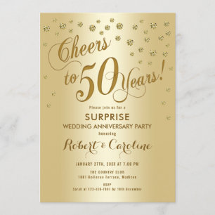 Invitación Sorpresa 50 Aniversario de Boda - Oro