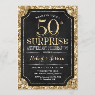 Invitación Sorpresa 50 Aniversario de Boda - Oro Negro