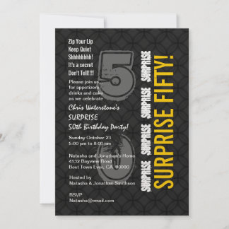 Invitación SORPRESA 50 Aniversario moderno Oro de carbón vege