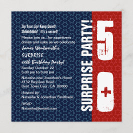 Invitación SORPRESA 50 años Estrellas rojas blancas azules