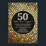 Invitación Sorpresa 50 años Purpurina negro y oro<br><div class="desc">Sorpresa 50 cumpleaños invitación. Purpurina negro y oro. Diamante de oro.Fiesta de cumpleaños para adultos. Para hombres o mujeres.
Para más personalización,  haga clic en el botón "Personalizar" y utilice nuestra herramienta de diseño para modificar esta plantilla.</div>