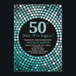 Invitación Sorpresa 50 años Purpurina negro y Verde azulado<br><div class="desc">Sorpresa 50 cumpleaños invitación. Purpurina negro y Verde azulado. Diamante Verde azulado.Fiesta de cumpleaños para adultos. Para hombres o mujeres.
Para más personalización,  haga clic en el botón "Personalizar" y utilice nuestra herramienta de diseño para modificar esta plantilla.</div>