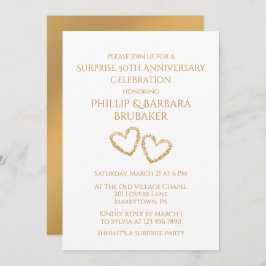 Invitación Sorpresa 50 años simple foto del corazón del oro