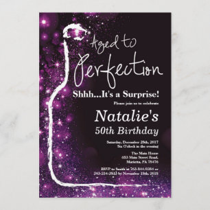 Invitación Sorpresa 50 años vino de cumpleaños con edad a per