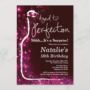 Invitación Sorpresa 50 años vino de cumpleaños con edad a per