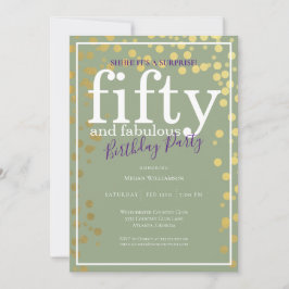 Invitación Sorpresa 50 años y fabuloso cumpleaños oro morado