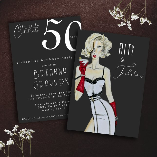 Invitación Sorpresa 50 cumpleaños Cincuenta y fabuloso mentón (Subido por el creador)