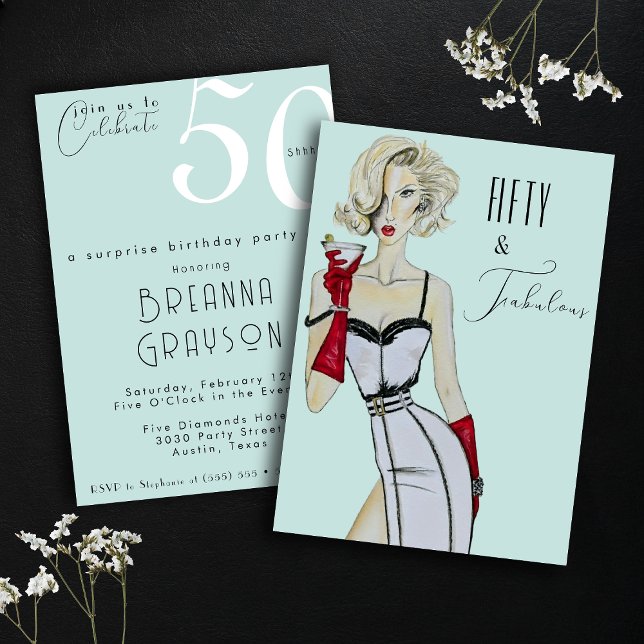 Invitación Sorpresa 50 cumpleaños Cincuenta y fabuloso mentón (Subido por el creador)