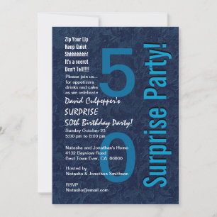 Invitación SORPRESA 50 cumpleaños de tonos modernos de azul W