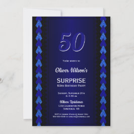 Invitación Sorpresa 50 cumpleaños Fiesta negro y azul