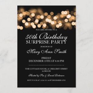 Invitación Sorpresa 50 cumpleaños Gold Hollywood Glam