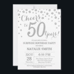 Invitación Sorpresa 50 cumpleaños Purpurina Plata Diamante<br><div class="desc">Sorpresa 50.ª invitación de cumpleaños con fondo de diamante Purpurina plateado. Confetti plateado. Cumpleaños de adultos. Cumpleaños de hombres o mujeres. Para una mayor personalización,  haga clic en el botón "Personalizar" y utilice nuestra herramienta de diseño para modificar esta plantilla.</div>