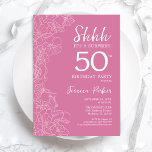 Invitación Sorpresa 50 cumpleaños - Rosa floral<br><div class="desc">Invitación de cumpleaños número 50 de Floral Pink Surprise. El diseño femenino moderno minimalista presenta acentos botánicos y tipografía. Sencilla tarjeta de invitación floral perfecta para una elegante celebración de cumpleaños sorpresa femenina.</div>