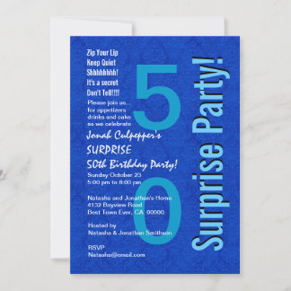 Invitación SORPRESA 50 cumpleaños Royal Blue B400